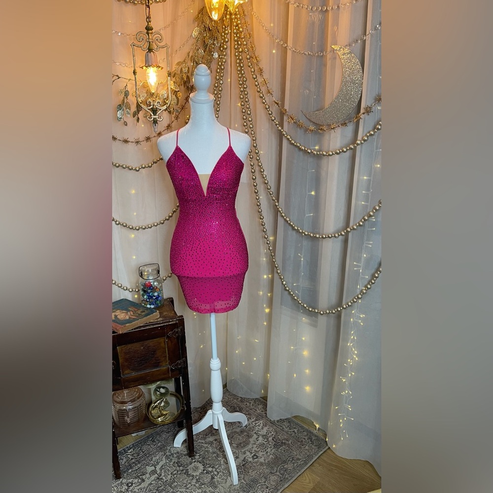 Windsor Pink Sequin Spaghetti Strap Mini Dress